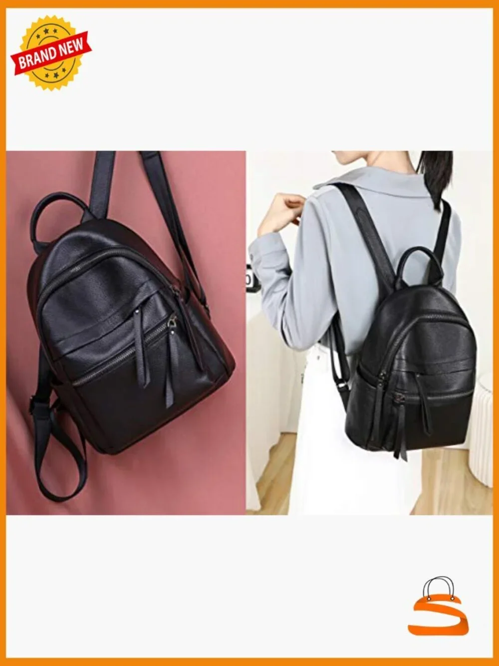 Genuine Leather Backpack Purse for Women Multi-functional Daypack Small